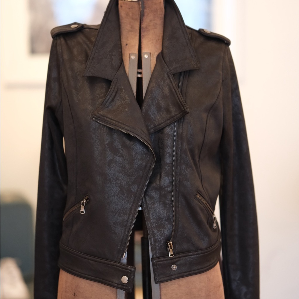 Black Women's Leather Jacket Faux